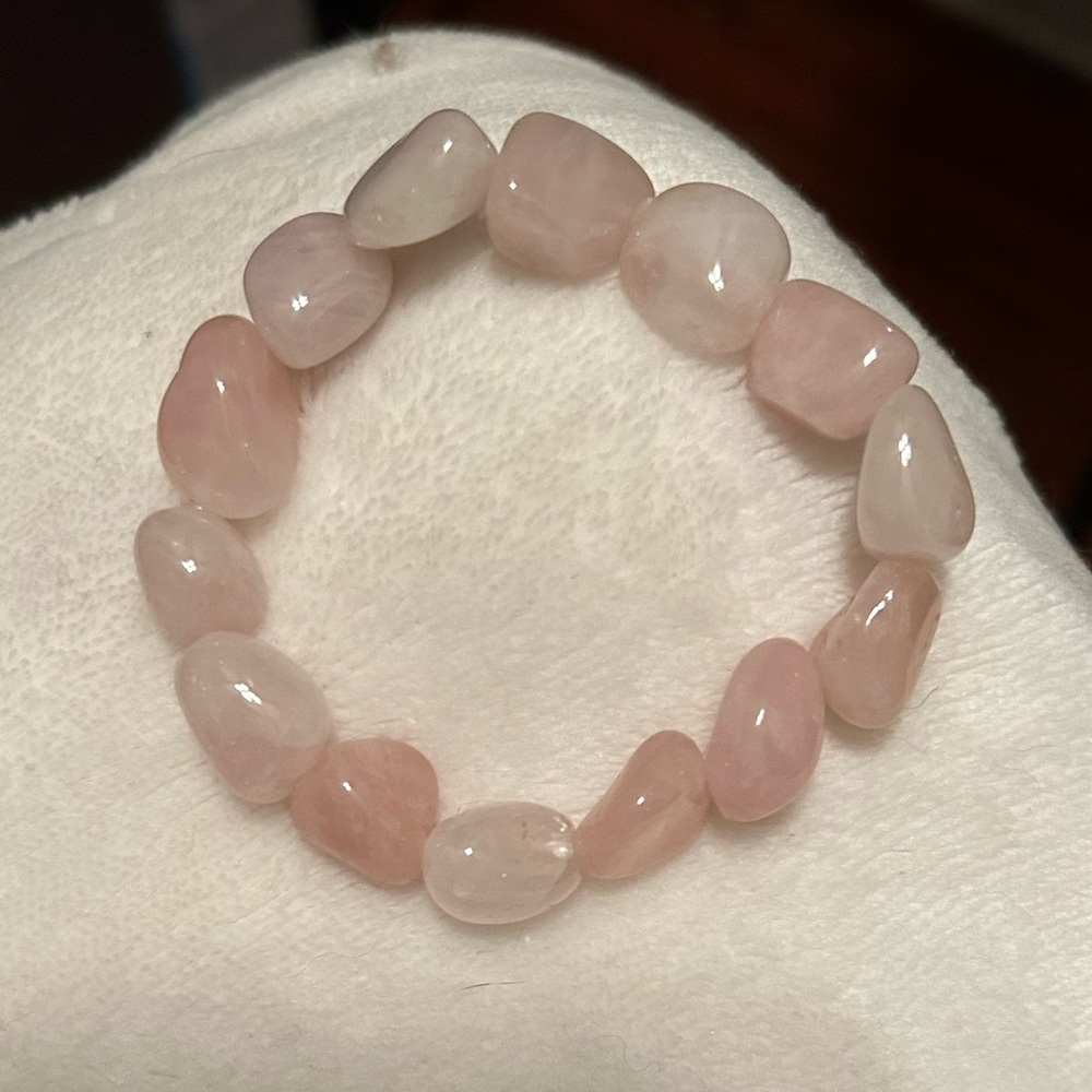 Chunky rose quartz crystal bracelet